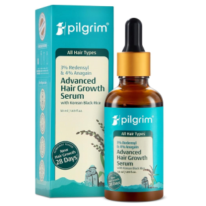 Pilgrim Korean Black Rice Hair Growth Serum – 3% Redensyl + 4% Anagain for All Hair Types (50ml / 1.69 fl.oz)
