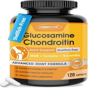 Shellfish-Fr ZEBORA Glucosamine Chondroitin Joint Support Shellfish-free MSM Turmeric + Boswellia